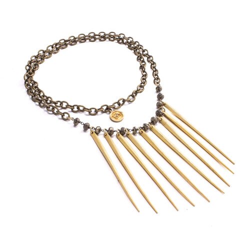 Lita Necklace Brass Spiked Chain (Antique Brass)